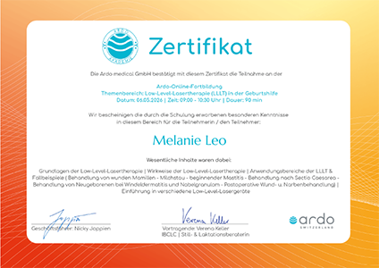 zertifikat ardo low level lasertherapie lllt