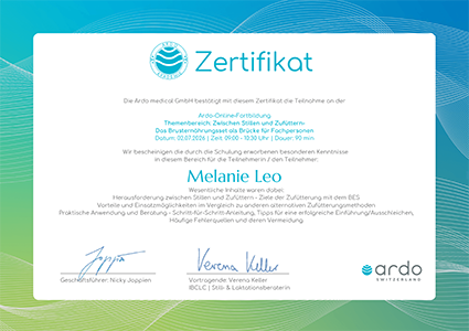 zertifikat ardo stillen zufuettern